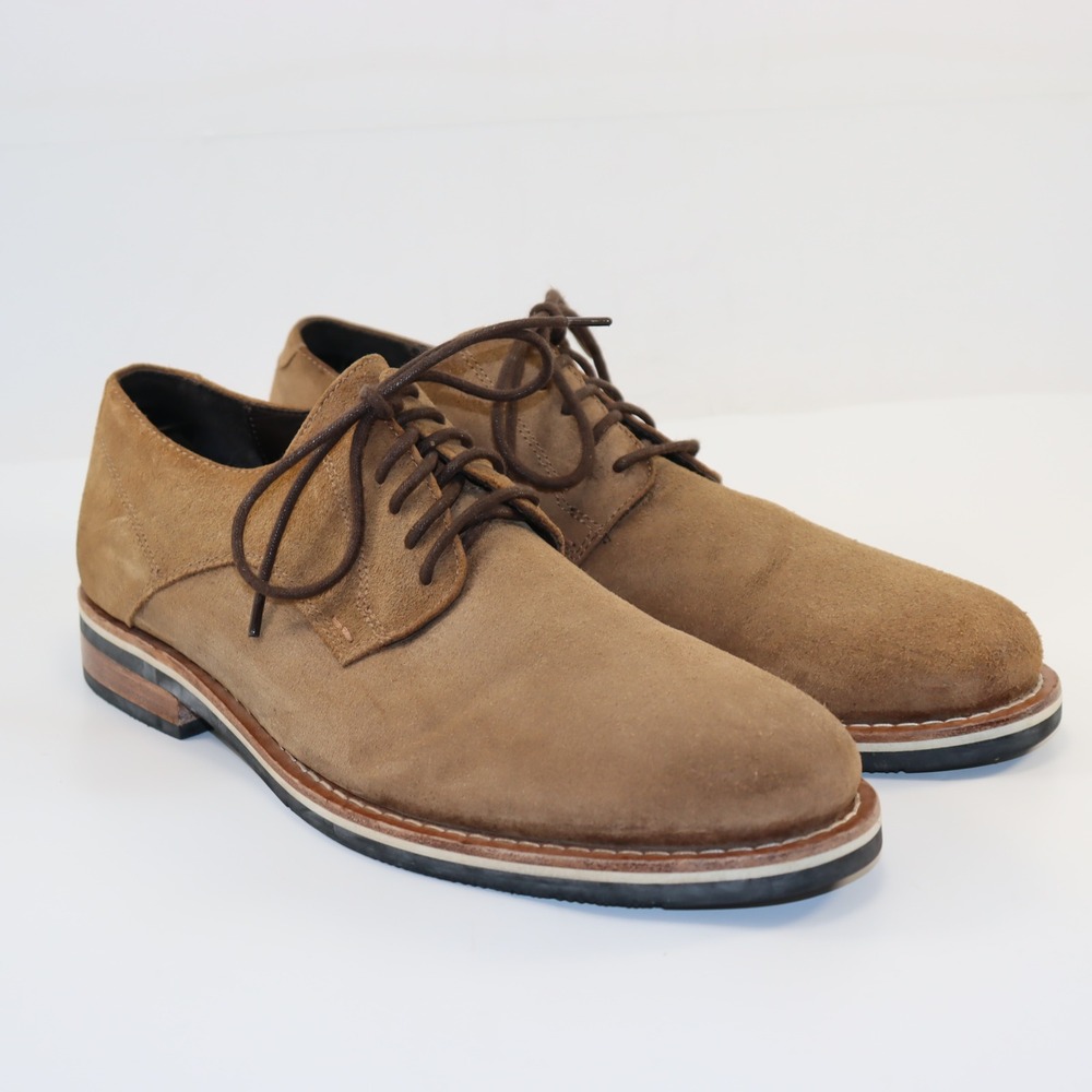 HELM The Evans Derby Shoes Mens 10M Tan Suede Lace Up M30532 Business Casual